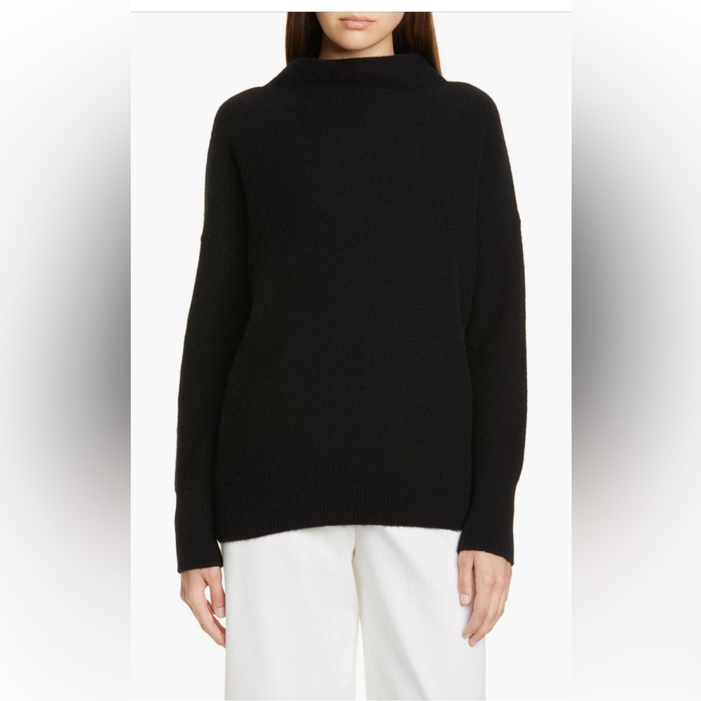Vince funnel neck boiled cashmere sweater black size xs